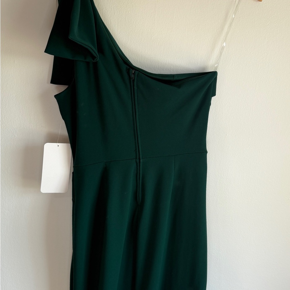 One Shoulder Emerald Maxi Dress - Picture 2 of 5